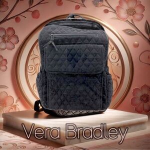 Vera Bradley Quilted Charcoal Black With Gold Hardware XL Backpack (EUC)​